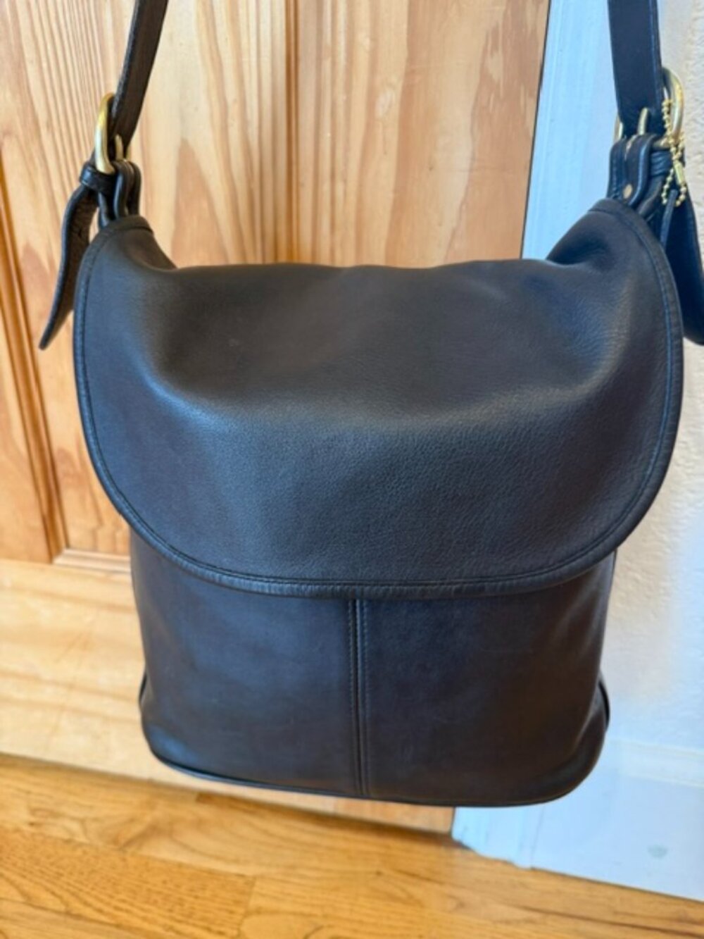 Vintage Coach Whitney 4115 Black Leather Shoulder Bag USA Brass Restored